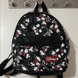 Disney Black Mini Backpack with Red and White Mickey & Minnie Print